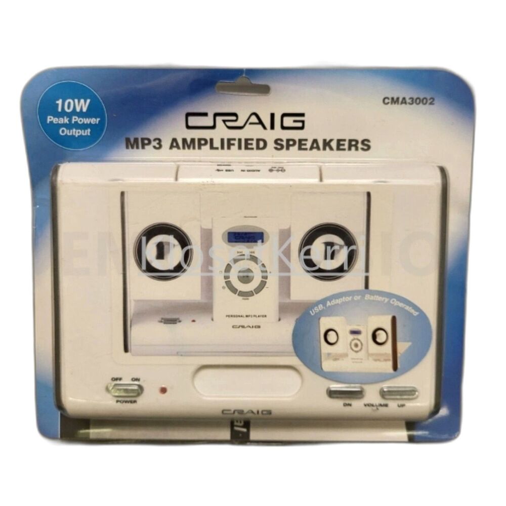 CRAIG MP3 Dock With Amplified Dual Speaker System-CMA3002- NEW Open Box